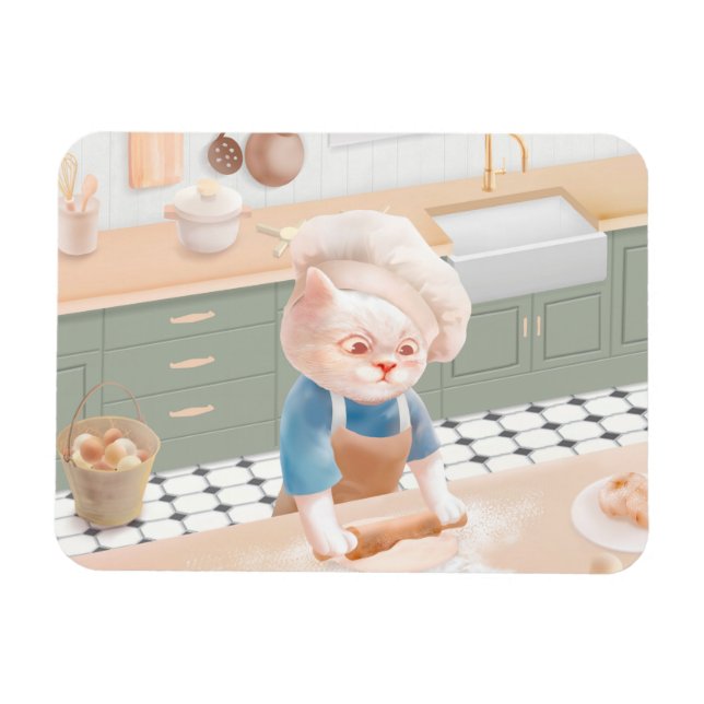 Cat Baker Baby – Cosy Morning Kneading Magnet (Horizontal)