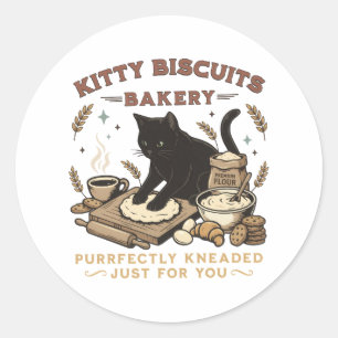 Cat Bakery Purrfectly Kneaded Coffee Kitty Classic Round Sticker