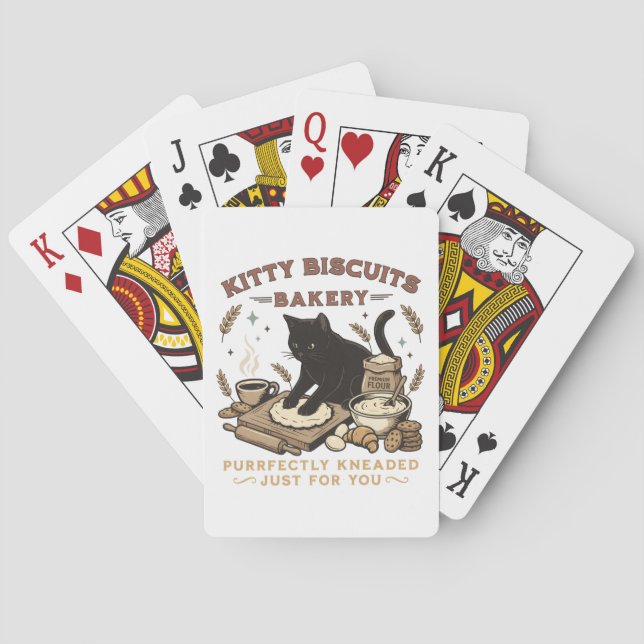 Cat Bakery Purrfectly Kneaded Coffee Kitty Playing Cards (Back)