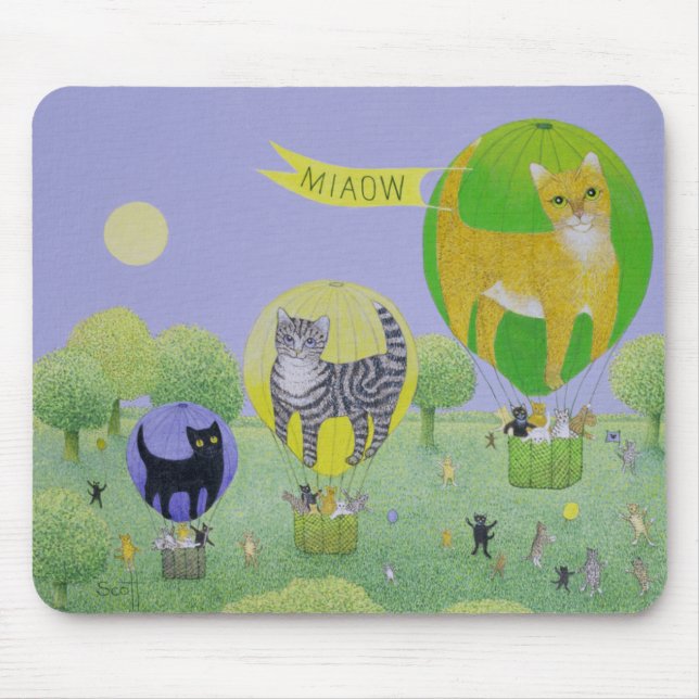 Cat Balloon Race Mouse Pad (Front)
