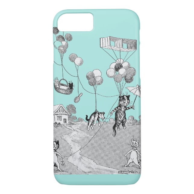 Cat Balloon Trip, Louis Wain Case-Mate iPhone Case (Back)