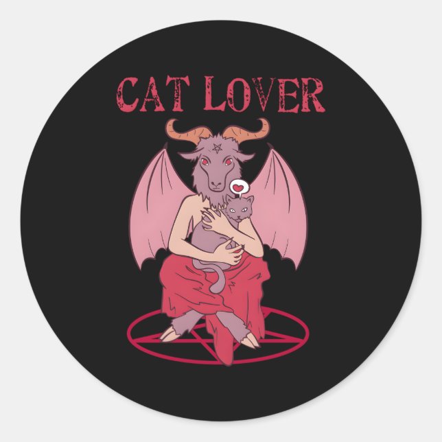 Cat Baphomet Satanic Goat Witchcraft Lucifer Classic Round Sticker (Front)