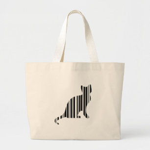 CAT BAR CODE Kitty Barcode Pet Pattern Design Large Tote Bag