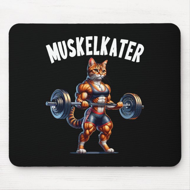 Cat Barbell Design For Bodybuilders Bodybuilding  Mouse Pad (Front)