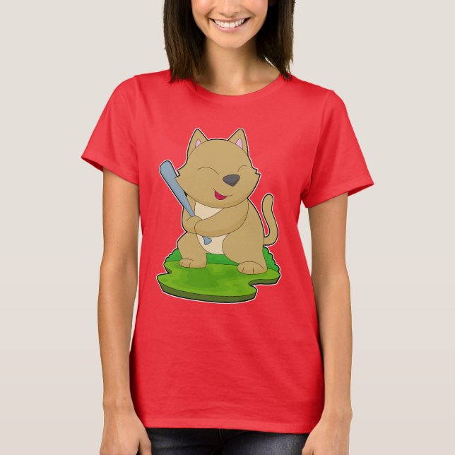 Cat Baseball Baseball bat T-Shirt (Front)
