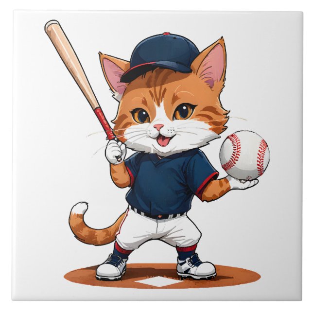 Cat baseball player tile (Front)