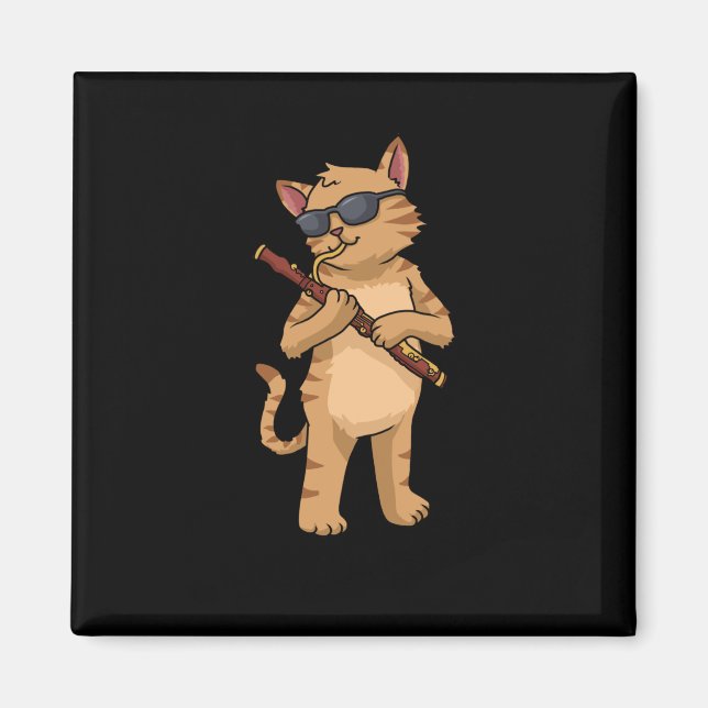 Cat Bassoonist Gift Men Jazz Music Cat Bassoon Magnet (Front)
