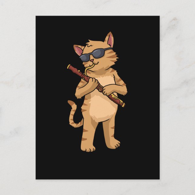 Cat Bassoonist Gift Men Jazz Music Cat Bassoon Postcard (Front)