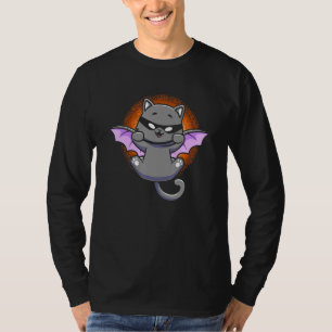 Cat Bat Black Cat With Bat Wing Kitten Halloween T-Shirt