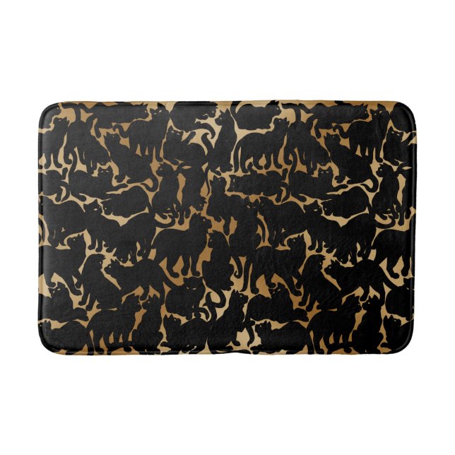 Cat Bathmat Black Cat Art Bathroom Decor (Front)