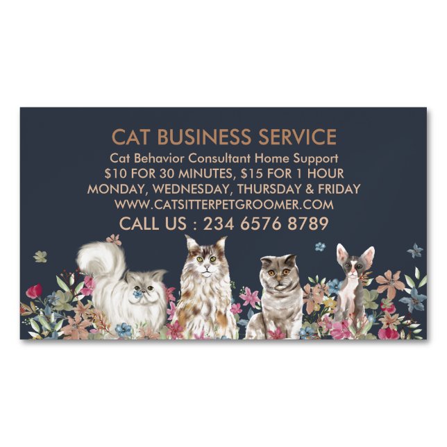 Cat Behaviour Consultant Home Support Magnetic Business Card (Front)