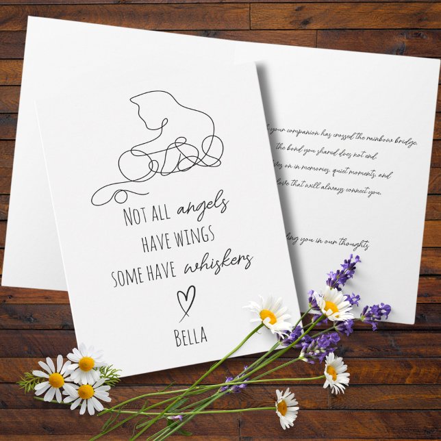 Cat Bereavement Sympathy Card with Cat Name (Cat funeral)