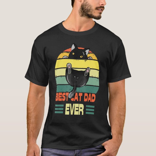 Cat  Best Cat Dad Ever  Black Cat T-Shirt (Front)