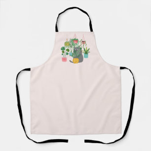 Cat Between Plants Funny Apron