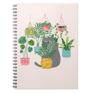 Cat Between Plants Funny Notebook