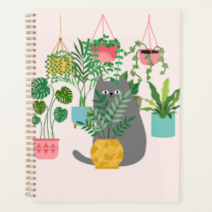 Cat Between Plants Funny Planner