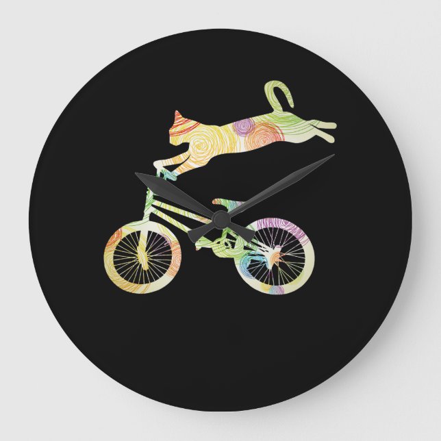 Cat Bike Cycling Bicycle  - Your Gift Collection Large Clock (Front)