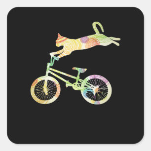 Cat Bike Cycling Bicycle - Your Gift Collection Square Sticker
