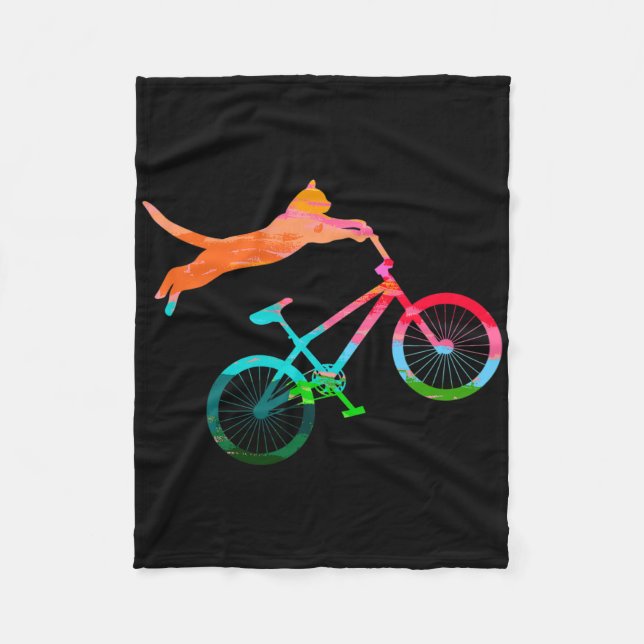 Cat Biker Bicycle Kitty Mtb Atb Bikes Mountain Bik Fleece Blanket (Front)
