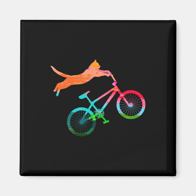 Cat Biker Bicycle Kitty Mtb Atb Bikes Mountain Bik Magnet (Front)