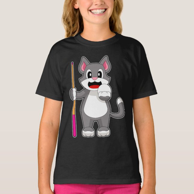 Cat Billiard Queue T-Shirt (Front)