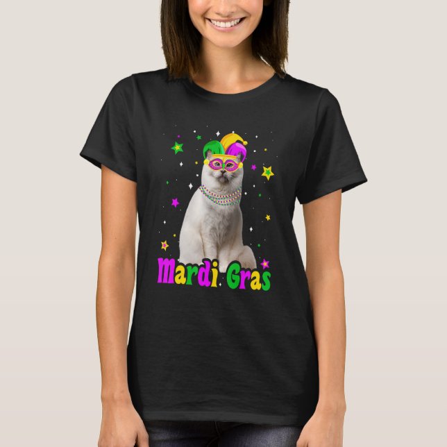 Cat Birman Mask Mardi Gras Carnivals Animals Cat T-Shirt (Front)