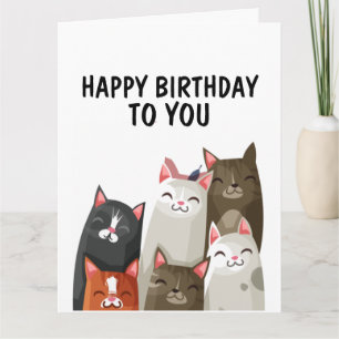 CAT BIRTHDAY BIG CARD, FROM ME AND MY KITTY CREW! CARD
