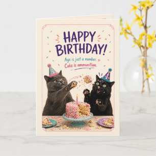 Cat Birthday Cake Battle Card