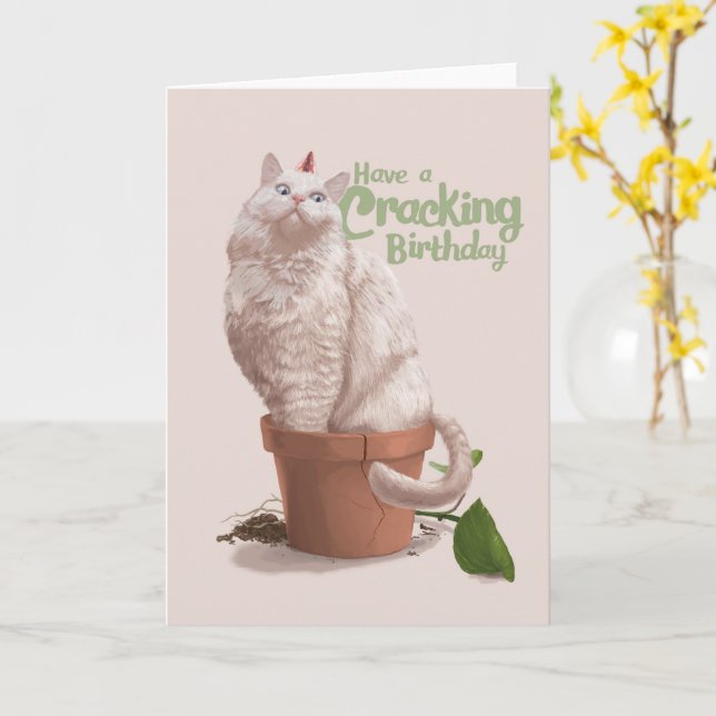 Cat Birthday Card (Yellow Flower)