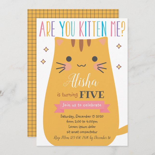 Cat Birthday Invitation (Front/Back)