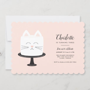 Cat Birthday Invitations for Third Birthday Party