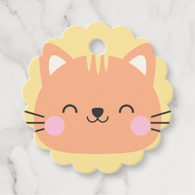 Cat Birthday Kids Art Favour Tags (Front)