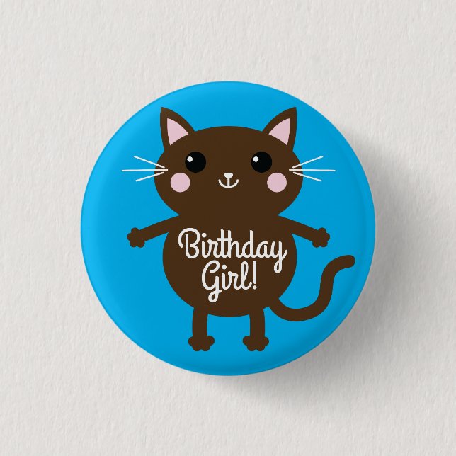 Cat Birthday Party 3 Cm Round Badge (Front)