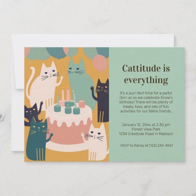 Cat Birthday Party Invitation (Front)