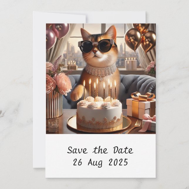 CAT Birthday Party  Invitation (Front)
