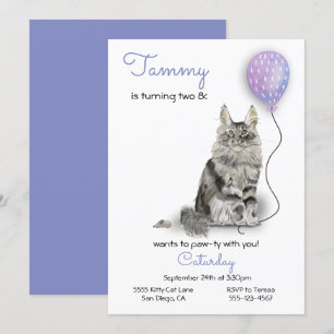 Cat Birthday Party Invitation