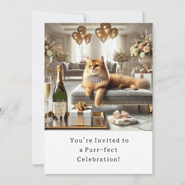Cat Birthday Party Invitation card  (Front)
