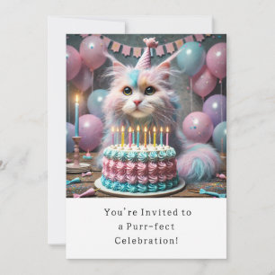 Cat Birthday Party Invitation card 