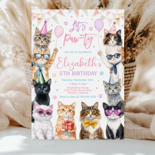 Cat Birthday Party Invitation, Kitten Theme (Edita Invitation