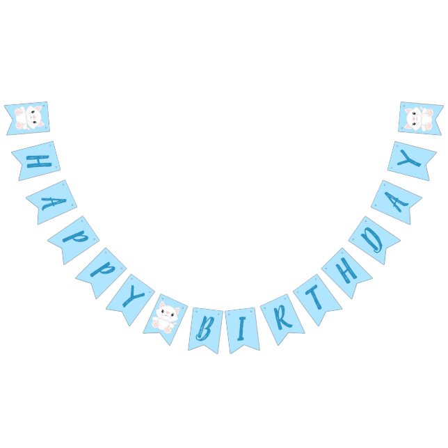 Cat Birthday Party Kitty Blue Bunting (All)