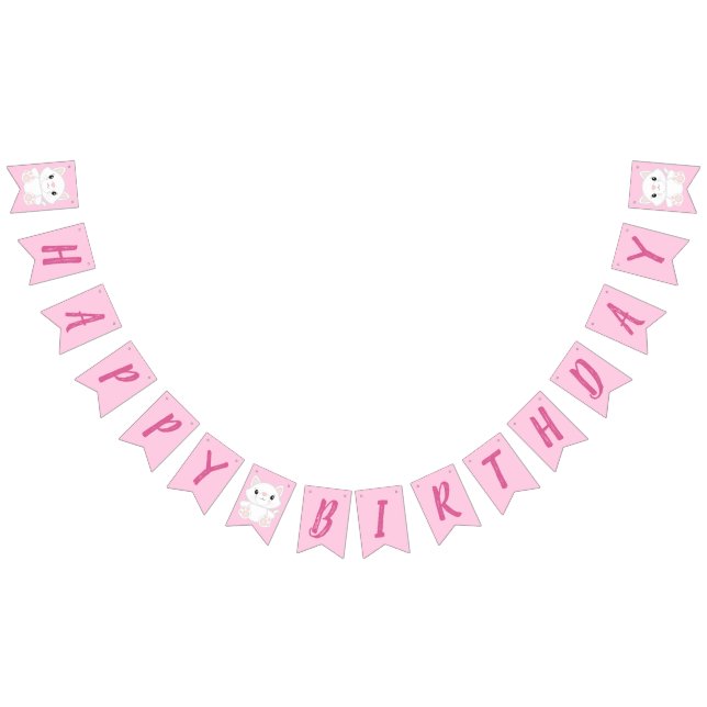Cat Birthday Party Kitty Pink Bunting (All)