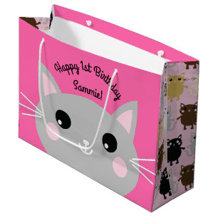 Cat Birthday Party Large Gift Bag