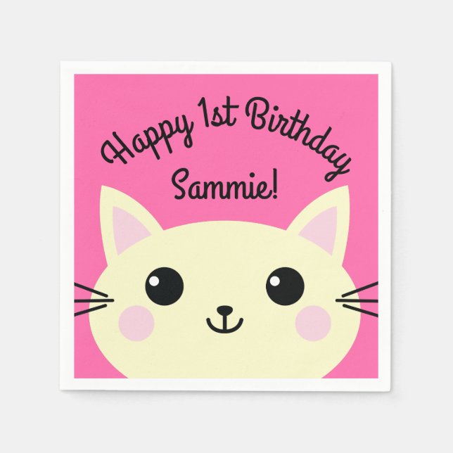 Cat Birthday Party Napkin (Front)