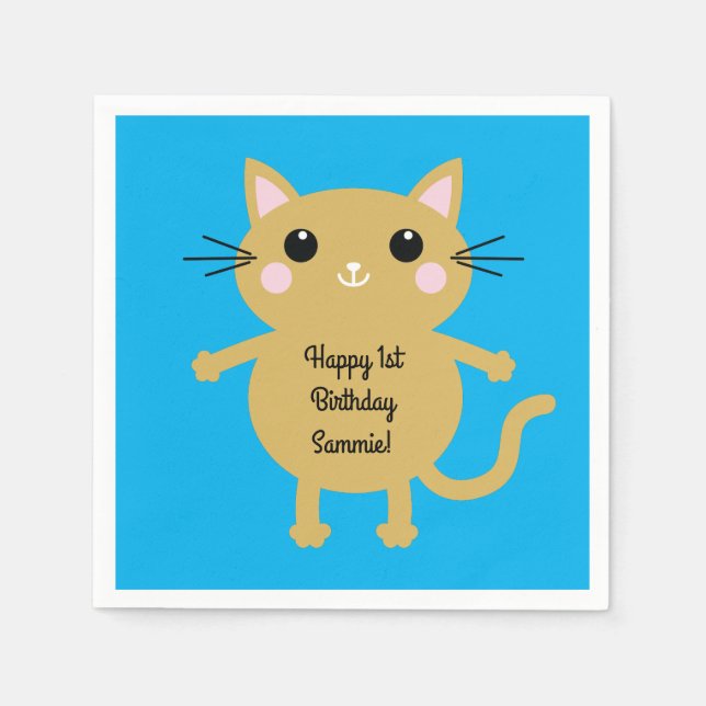 Cat Birthday Party Napkin (Front)