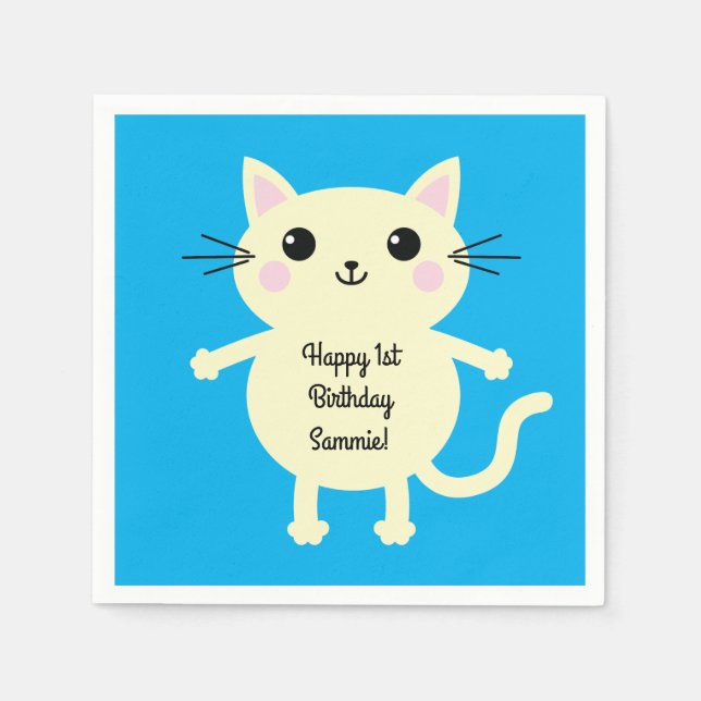 Cat Birthday Party Napkin (Front)