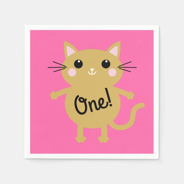 Cat Birthday Party Napkin (Front)