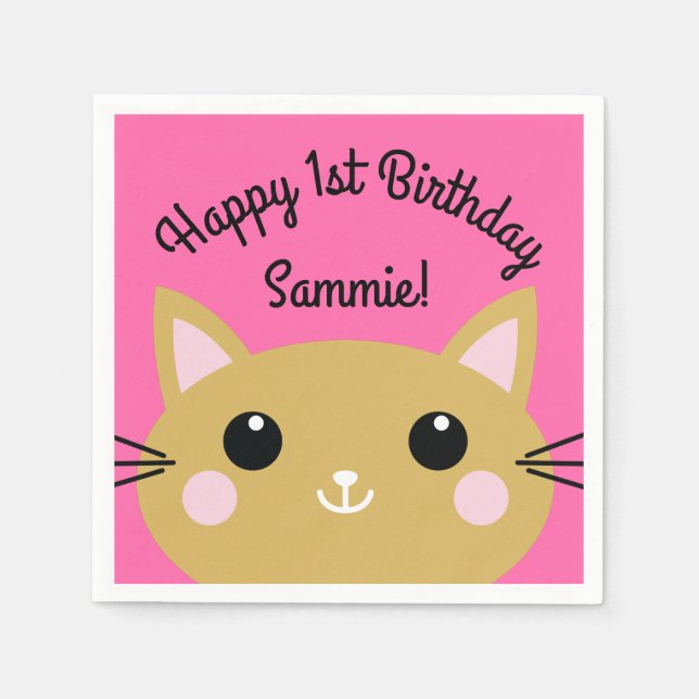 Cat Birthday Party Napkin (Front)