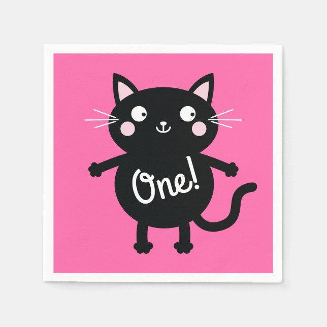 Cat Birthday Party Napkin (Front)