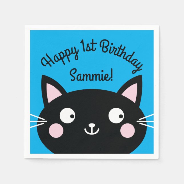 Cat Birthday Party Napkin (Front)