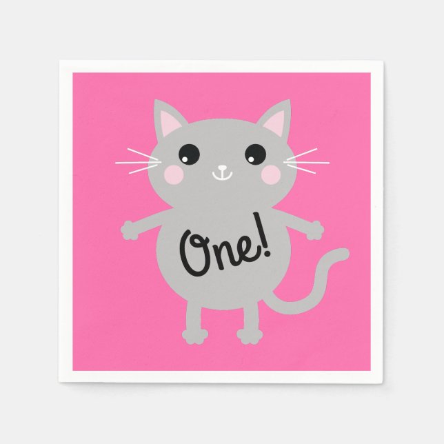 Cat Birthday Party Napkin (Front)